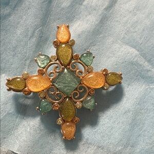 Elegant Multicolor Brooch with Gem Accents